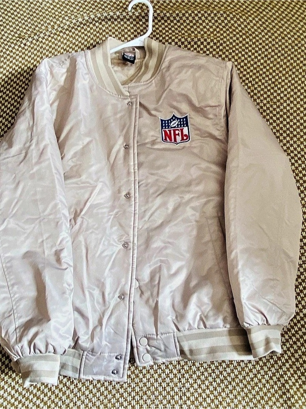 NFL Satin Snap Button Bomber Jacket Pink Medium NWT